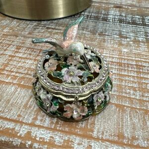 Vintage Hummingbird Trinket Box Multiple Colors Rhinestone Beautiful Art